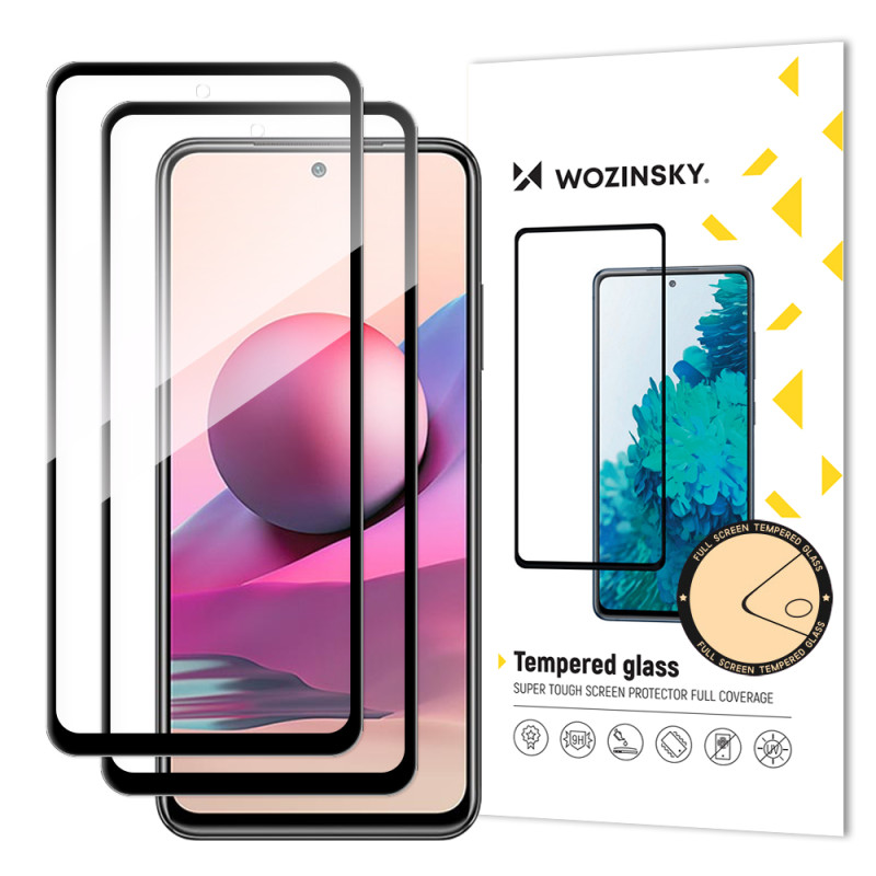 „Wozinsky“ 2 itin patvarių grūdinto stiklo, viso ekrano su rėmeliu, rinkinys, pritaikytas dėklui, „Xiaomi Redmi Note 10“...