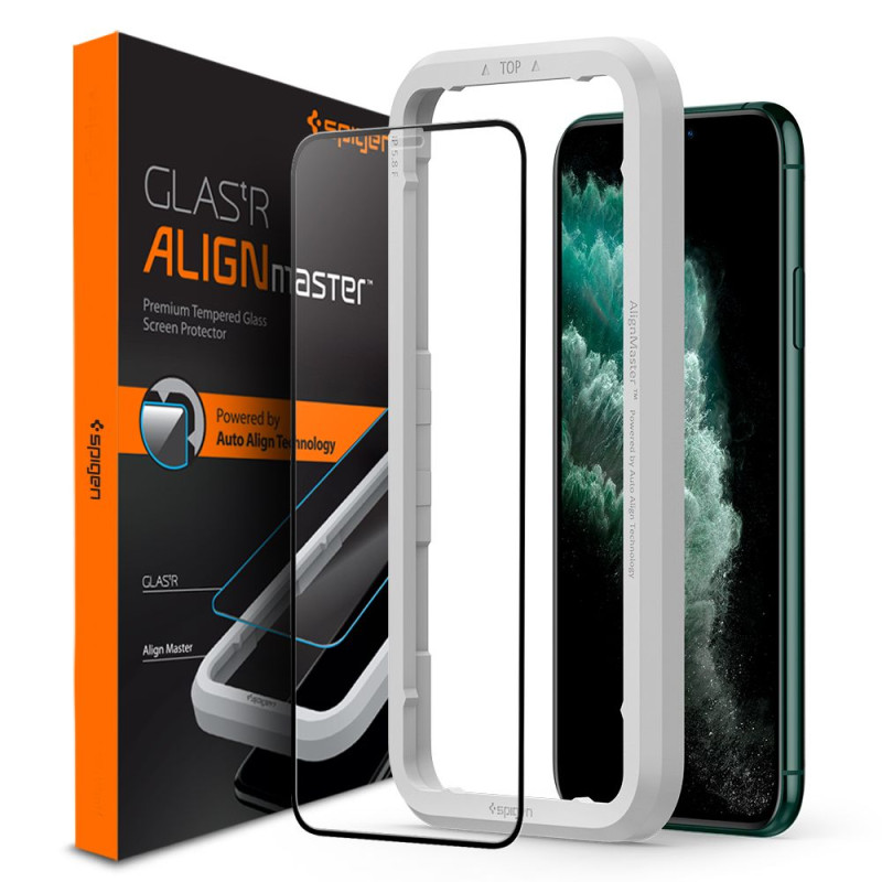 Spigen ALM Glass FC grūdintas stiklas skirtas iPhone 11 Pro Max - juodas