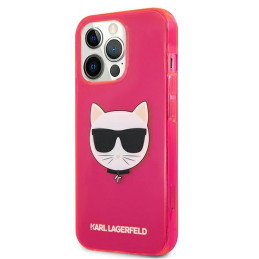 Karl Lagerfeld KLHCP13XCHTRP iPhone 13 Pro Max 6,7" rožinis kietas dėklas Glitter Choupette Fluo