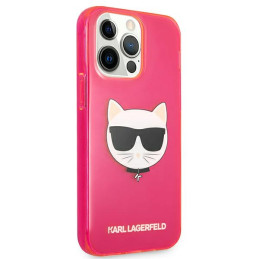 Karl Lagerfeld KLHCP13XCHTRP iPhone 13 Pro Max 6,7" rožinis kietas dėklas Glitter Choupette Fluo