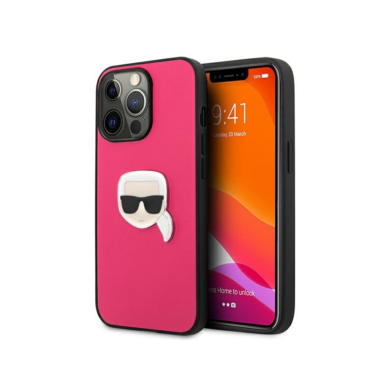 „Karl Lagerfeld“ odinis „Ikonik Karl& 39 s Head“ metalinis dėklas, skirtas „iPhone 13 Pro / 13 6.1“ – rožinis