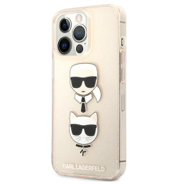 Karl Lagerfeld KLHCP13XKCTUGLGO iPhone 13 Pro Max 6.7" auksinis/ auksinis kietas dėklas Blizgučiai Karl`s & Choupette