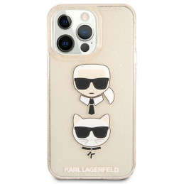 Karl Lagerfeld KLHCP13XKCTUGLGO iPhone 13 Pro Max 6.7" auksinis/ auksinis kietas dėklas Blizgučiai Karl`s & Choupette