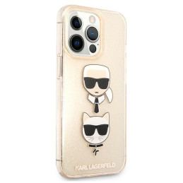 Karl Lagerfeld KLHCP13XKCTUGLGO iPhone 13 Pro Max 6.7" auksinis/ auksinis kietas dėklas Blizgučiai Karl`s & Choupette