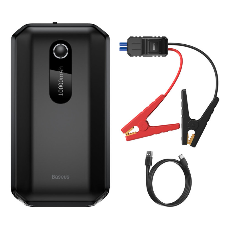 „Baseus“ išorinė baterija, įkroviklis, starteris, 10000mAh, 12V (1000A / 500A) + krokodilo formos laidas, juodas (CGNL02...