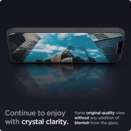 „Spigen Glas.tR EZ Fit“ grūdinto stiklo apsauginis stiklas nuo mėlynos spalvos, skirtas iPhone 13 / 13 Pro / 14 / 16e - ...