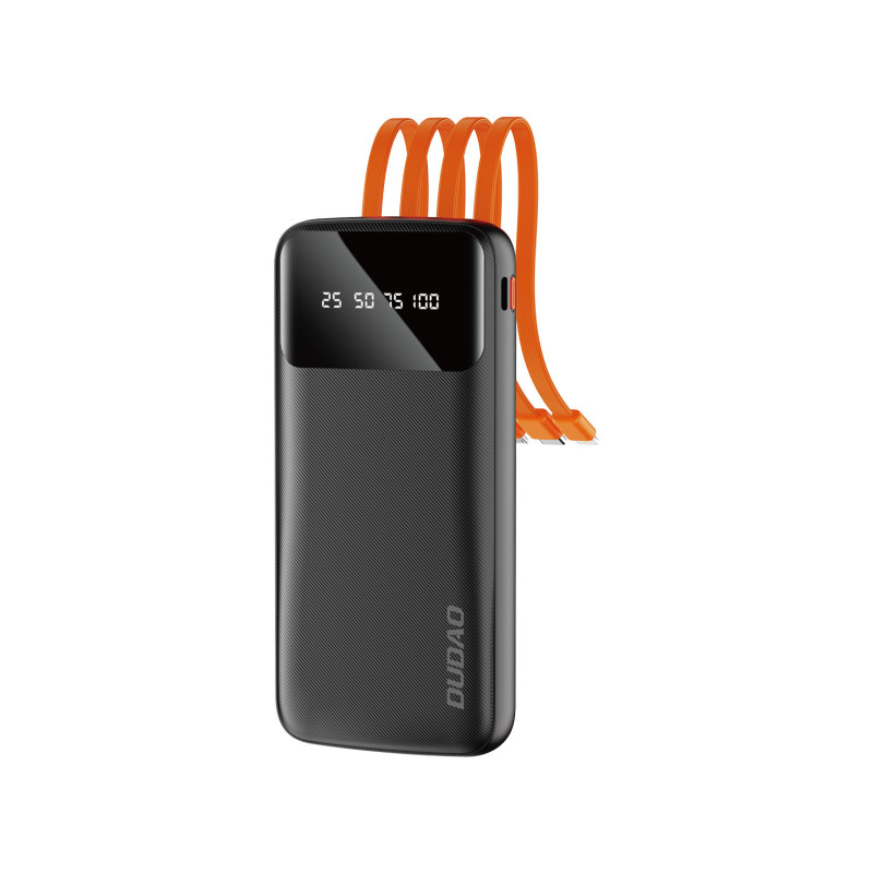 Dudao K6Pro universalus išorinis akumuliatorius 10000mAh su USB laidu, USB C tipo, „Lightning“ juodas (K6Pro-juodas)