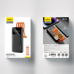 Dudao K6Pro universalus išorinis akumuliatorius 10000mAh su USB laidu, USB C tipo, „Lightning“ juodas (K6Pro-juodas)