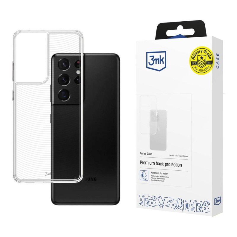 3mk šarvuotas dėklas, skirtas „Samsung Galaxy S21 Ultra 5G“ - skaidrus