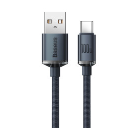 „Baseus Crystal Shine“ serijos USB laidas greitam įkrovimui ir duomenų perdavimui, USB A tipo - USB C tipo, 100 W, 1,2 m...