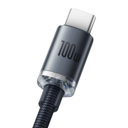 „Baseus Crystal Shine“ serijos USB laidas greitam įkrovimui ir duomenų perdavimui, USB A tipo - USB C tipo, 100 W, 2 m, ...