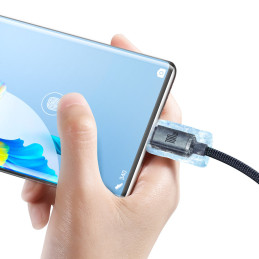 „Baseus Crystal Shine“ serijos USB laidas greitam įkrovimui ir duomenų perdavimui, USB A tipo - USB C tipo, 100 W, 2 m, ...