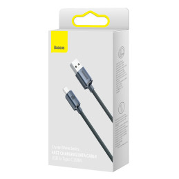 „Baseus Crystal Shine“ serijos USB laidas greitam įkrovimui ir duomenų perdavimui, USB A tipo - USB C tipo, 100 W, 2 m, ...