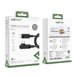 „Acefast C5-03“ juodas USB-C kabelis - USB-C PD QC 100W 5A 480Mb/ s 2m - juodas