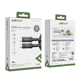 „Acefast C4-03“ juodas USB-C - USB-C PD QC kabelis 100W 5A 480Mb/ s 2m - juodas