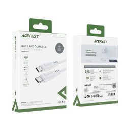 „Acefast C3-03 USB-C“ – USB-C PD QC kabelis 60W 3A 480Mb/ s 1.2m – baltas