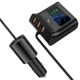 „Acefast“ automobilinis įkroviklis 90 W, USB C tipo / 3 x USB / cigarečių degiklio lizdas, PPS, PD3.0, QC3.0, AFC, FCP į...