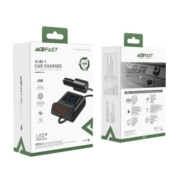 „Acefast“ automobilinis įkroviklis 90 W, USB C tipo / 3 x USB / cigarečių degiklio lizdas, PPS, PD3.0, QC3.0, AFC, FCP į...