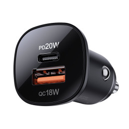 „Acefast“ automobilinis įkroviklis 38 W USB C tipo / USB, PPS, maitinimo šaltinis, greitas įkrovimas 3.0, AFC, FCP, juod...