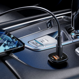 „Acefast“ automobilinis įkroviklis 38 W USB C tipo / USB, PPS, maitinimo šaltinis, greitas įkrovimas 3.0, AFC, FCP, juod...