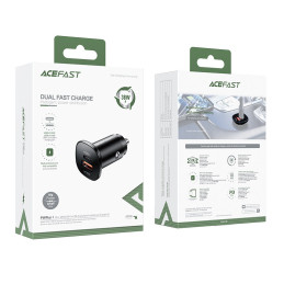 „Acefast“ automobilinis įkroviklis 38 W USB C tipo / USB, PPS, maitinimo šaltinis, greitas įkrovimas 3.0, AFC, FCP, juod...