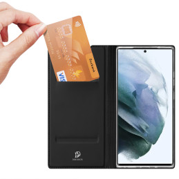 „Dux Ducis Skin Pro“ dėklas, skirtas „Samsung Galaxy S22 Ultra“, odinis atverčiamas dėklas, juodas