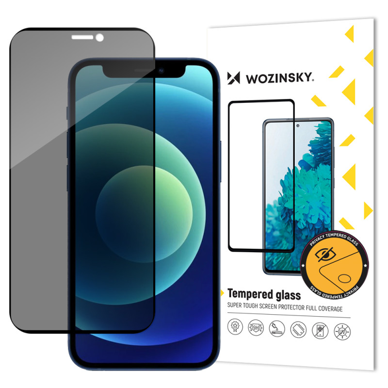 „Wozinsky Privacy Glass“ grūdintas stiklas, skirtas „iPhone 12 Pro“ / „iPhone 12“ su „Anti Spy“ privatumo filtru