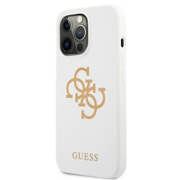 „Guess“ silikoninis 4G logotipo dėklas, skirtas „iPhone 13 Pro / 13“ – baltas