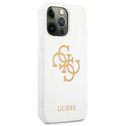 „Guess“ silikoninis 4G logotipo dėklas, skirtas „iPhone 13 Pro / 13“ – baltas