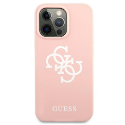 „Guess“ silikoninis 4G logotipo dėklas, skirtas „iPhone 13 Pro“ / „iPhone 13“ – rožinis