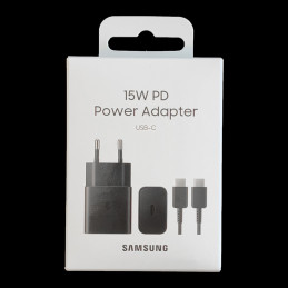 Samsung EP-T1510XBEGEU 15W PD USB-C AFC sieninis įkroviklis su USB-C laidu - juodas