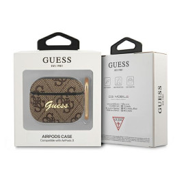 „Guess GUA34GSMW AirPods 3“ dėklas, rudas/ rudas, 4G, „Script Metal Collection“