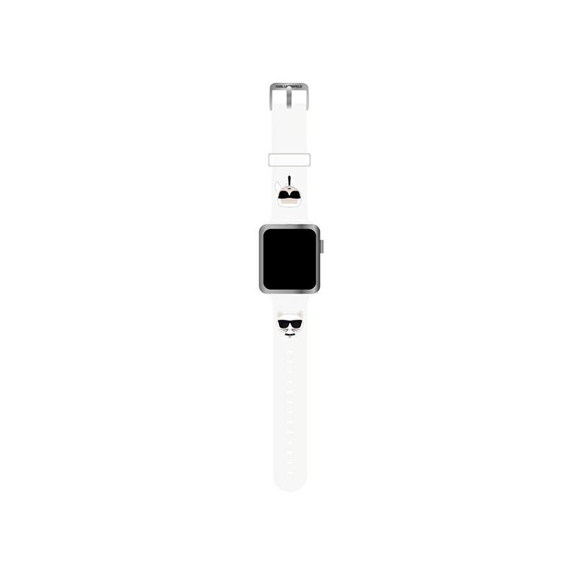 Karl Lagerfeld dirželis KLAWLSLCKW Apple Watch 42/ 44/ 45mm baltas/ baltas dirželis Silikoninės Karl & Choupette galvutė...