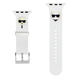 Karl Lagerfeld dirželis KLAWLSLCKW Apple Watch 42/ 44/ 45mm baltas/ baltas dirželis Silikoninės Karl & Choupette galvutė...