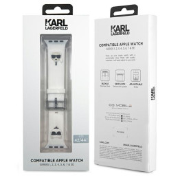 Karl Lagerfeld dirželis KLAWLSLCKW Apple Watch 42/ 44/ 45mm baltas/ baltas dirželis Silikoninės Karl & Choupette galvutė...