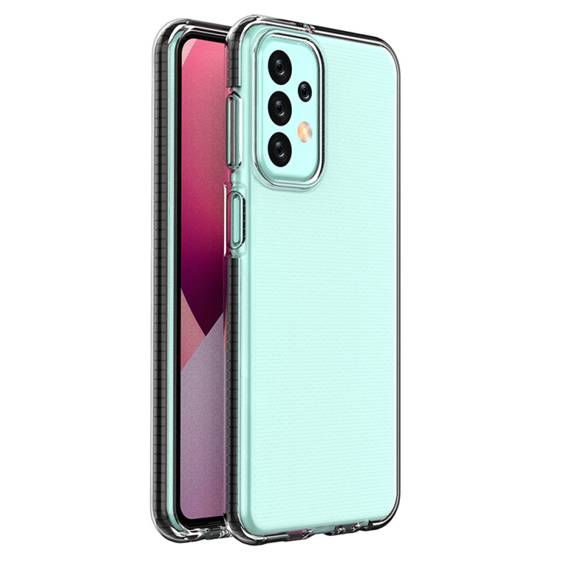 Samsung Galaxy A23 silikoninis dėklas su rėmeliu, juodas, spyruoklinis