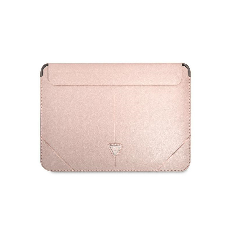 „Guess Saffiano Triangle Logo“ 14 colių nešiojamojo kompiuterio dėklas – rožinis