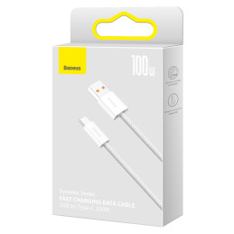 „Baseus Dynamic Series USB“ – USB C tipo laidas, 100 W, 2 m, baltas (CALD000702)