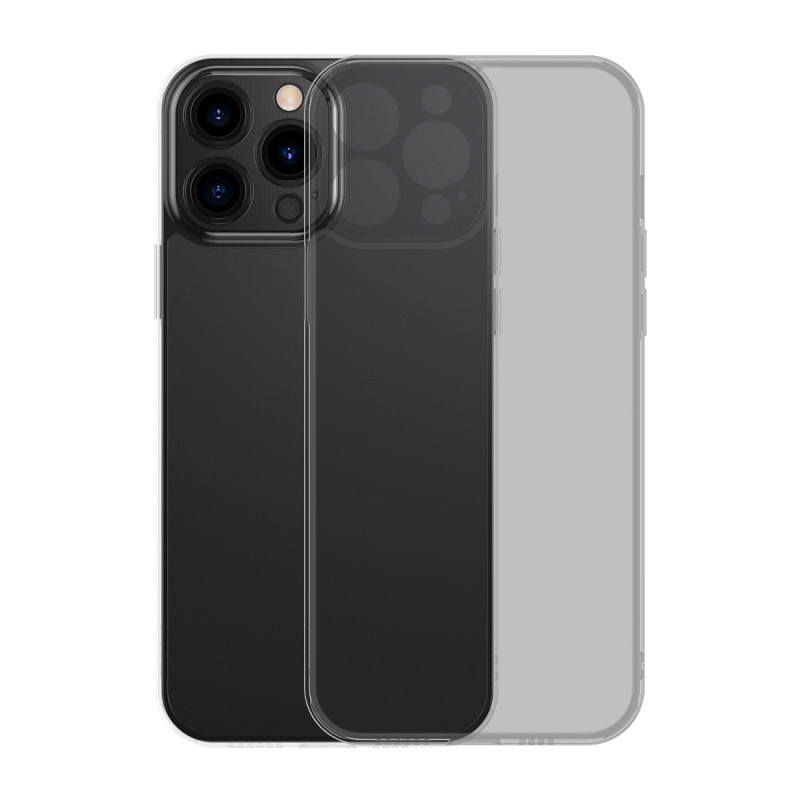 „Baseus“ matinio stiklo dėklas, skirtas „iPhone 13 Pro Max“, kietas dėklas su gelio rėmeliu, juodas (ARWS001101)