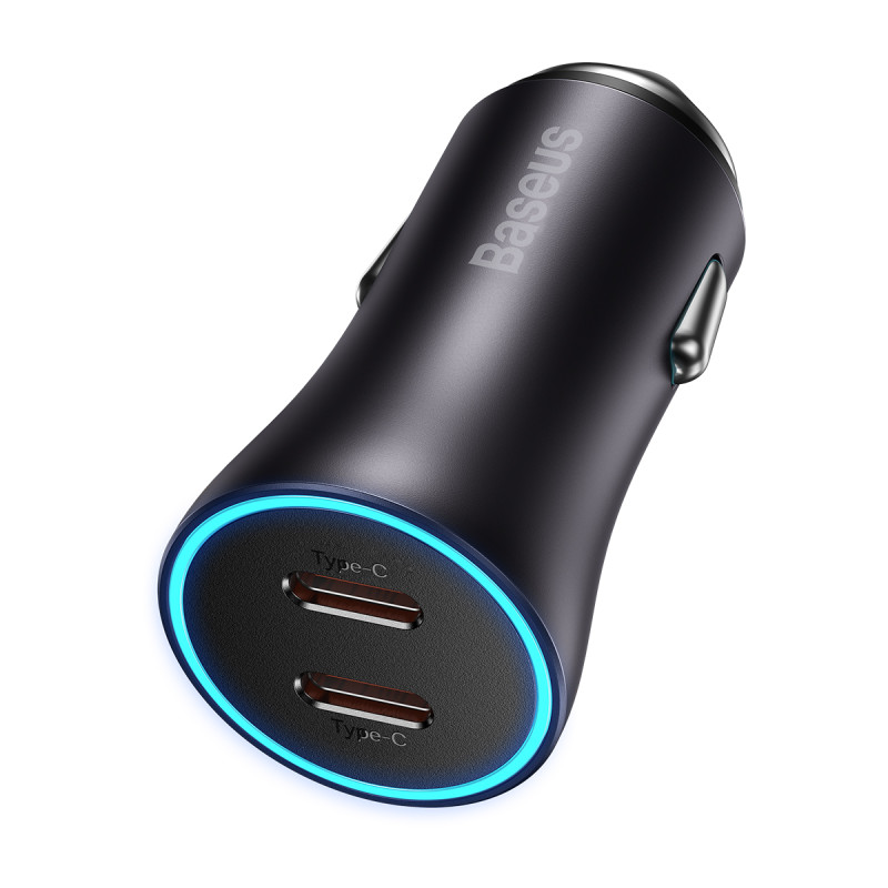 „Baseus Golden Contactor Pro“ automobilinis įkroviklis, 2x USB-C, 40W, pilkas (CGJP000013)