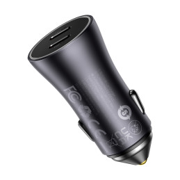 „Baseus Golden Contactor Pro“ automobilinis įkroviklis, 2x USB-C, 40W, pilkas (CGJP000013)