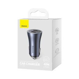 „Baseus Golden Contactor Pro“ automobilinis įkroviklis, 2x USB-C, 40W, pilkas (CGJP000013)