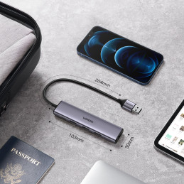 Ugreen USB šakotuvo skirstytuvas - 4x USB 3.0 pilkas (CM473 20805)
