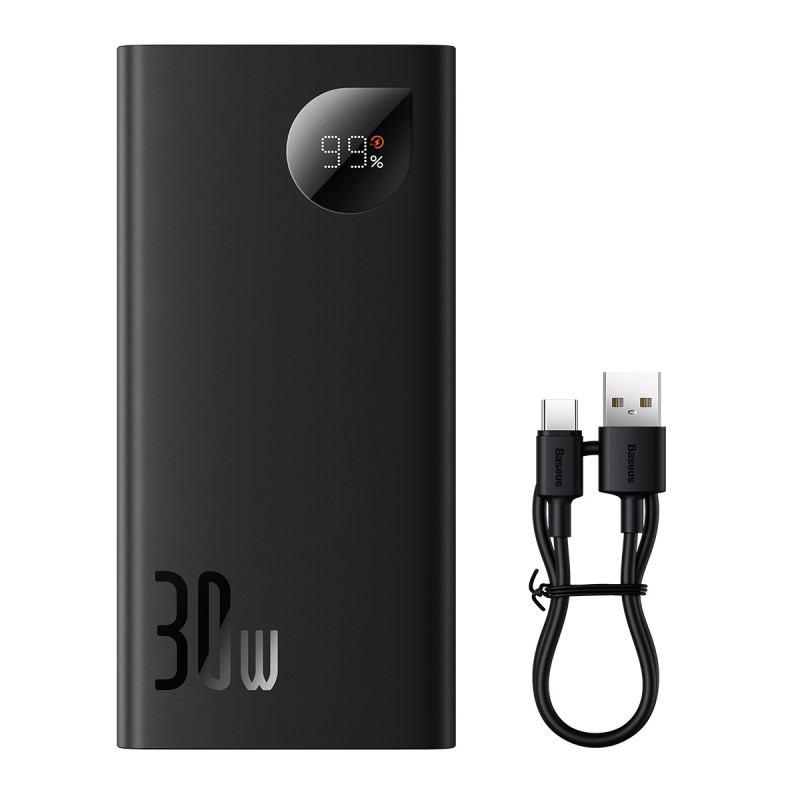 „Baseus Adaman2“ nešiojama baterija su skaitmeniniu ekranu, 10000mAh, 30W, 2 x USB / 1 x USB C tipo, užsienio leidimas, ...