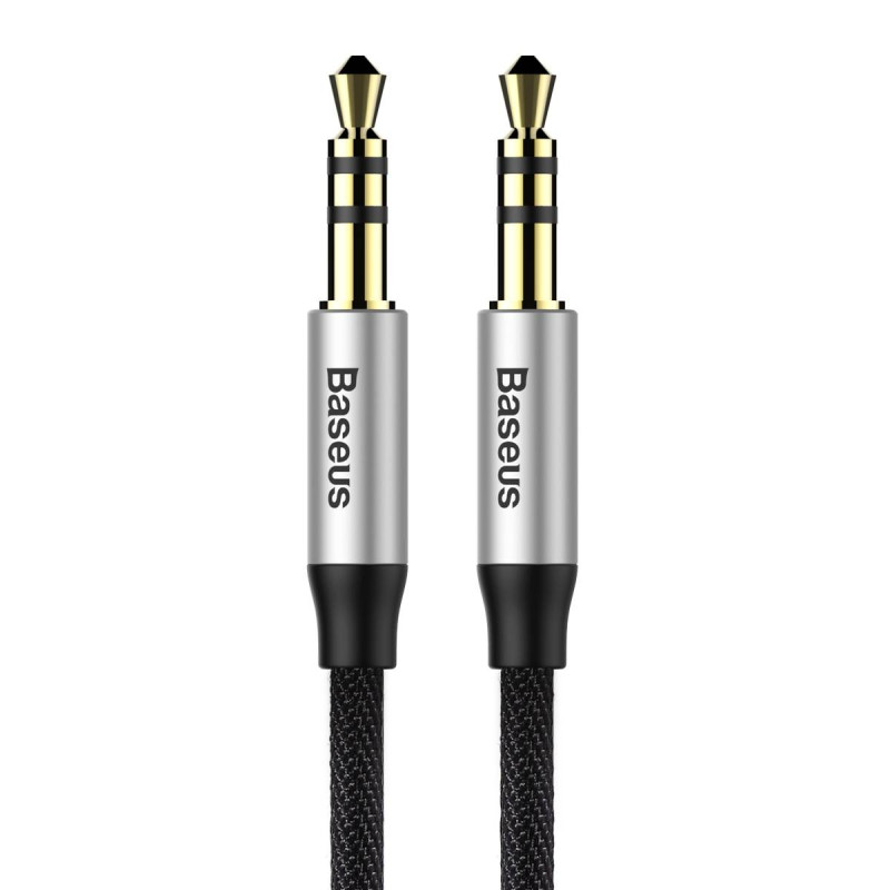 „Baseus Yiven M30“ stereo garso kabelis AUX 3,5 mm kištukas, 1 m, sidabriškai juodas (CAM30-BS1)