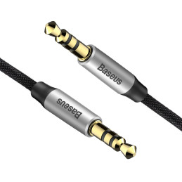 „Baseus Yiven M30“ stereo garso kabelis AUX 3,5 mm kištukas, 1 m, sidabriškai juodas (CAM30-BS1)
