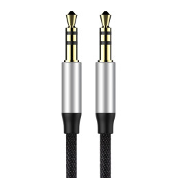 „Baseus Yiven M30“ stereo garso kabelis AUX 3,5 mm kištukas, 1 m, sidabriškai juodas (CAM30-BS1)