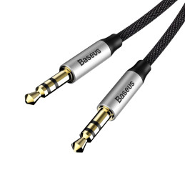 „Baseus Yiven M30“ stereo garso kabelis AUX 3,5 mm kištukas, 1 m, sidabriškai juodas (CAM30-BS1)