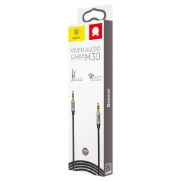 „Baseus Yiven M30“ stereo garso kabelis AUX 3,5 mm kištukas, 1 m, sidabriškai juodas (CAM30-BS1)