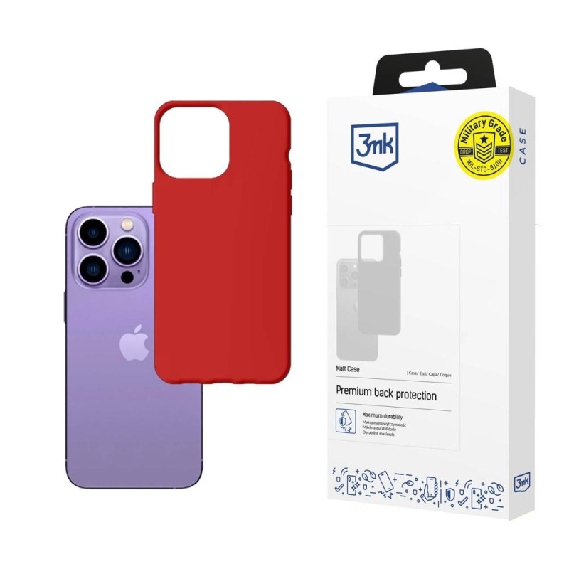 3mk matinis dėklas, skirtas „iPhone 14 Pro“ – raudonas